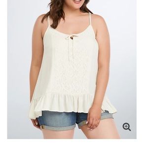 Torrid Gauze Crochet / Lace Cami